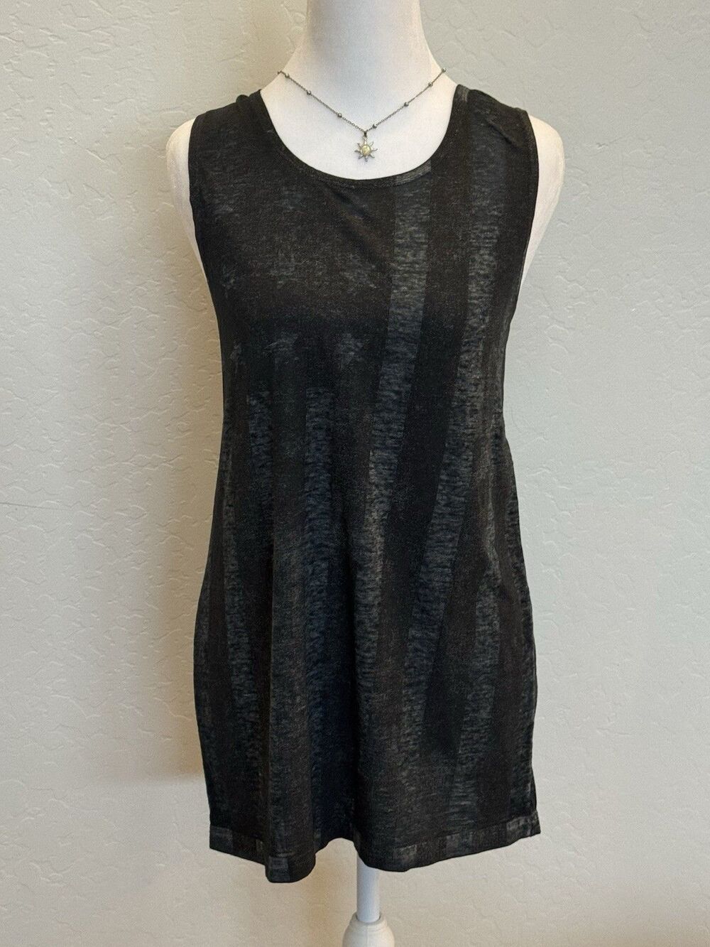 Y2K Black Burnout Tank Top Women’s M Long Vintage American Flag 4th of July top